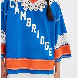 Free People Blue and Orange 'Cambridge' Tunic Top